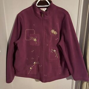 Northern Reflections Purple Embroidered Acorn Sweater XL